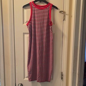 Striped Red and White Sleeveless Dress